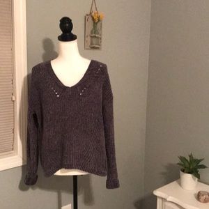 Hippie Rose Ultra Soft Charcoal Gray Sweater, sz M